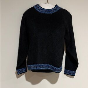 Alpaca Black Sweater with Blue Accents